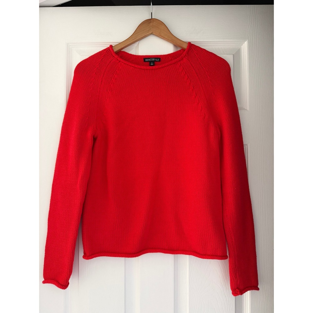 J.Crew Womens Red Rollneck Knit Sweater Coastal Preppy Cozy Minimalist